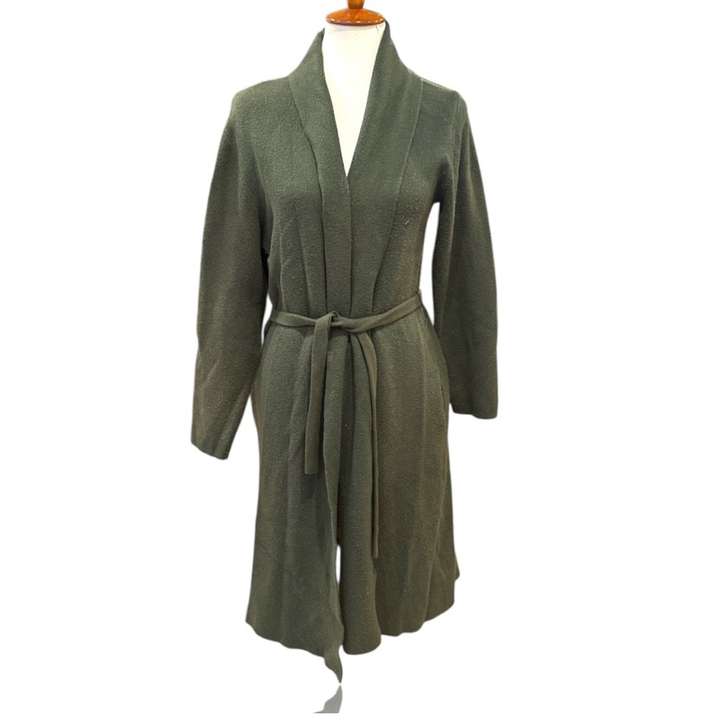 Guess cashmere blend Green extra long cardigan  Shawl Collar Tie Belt